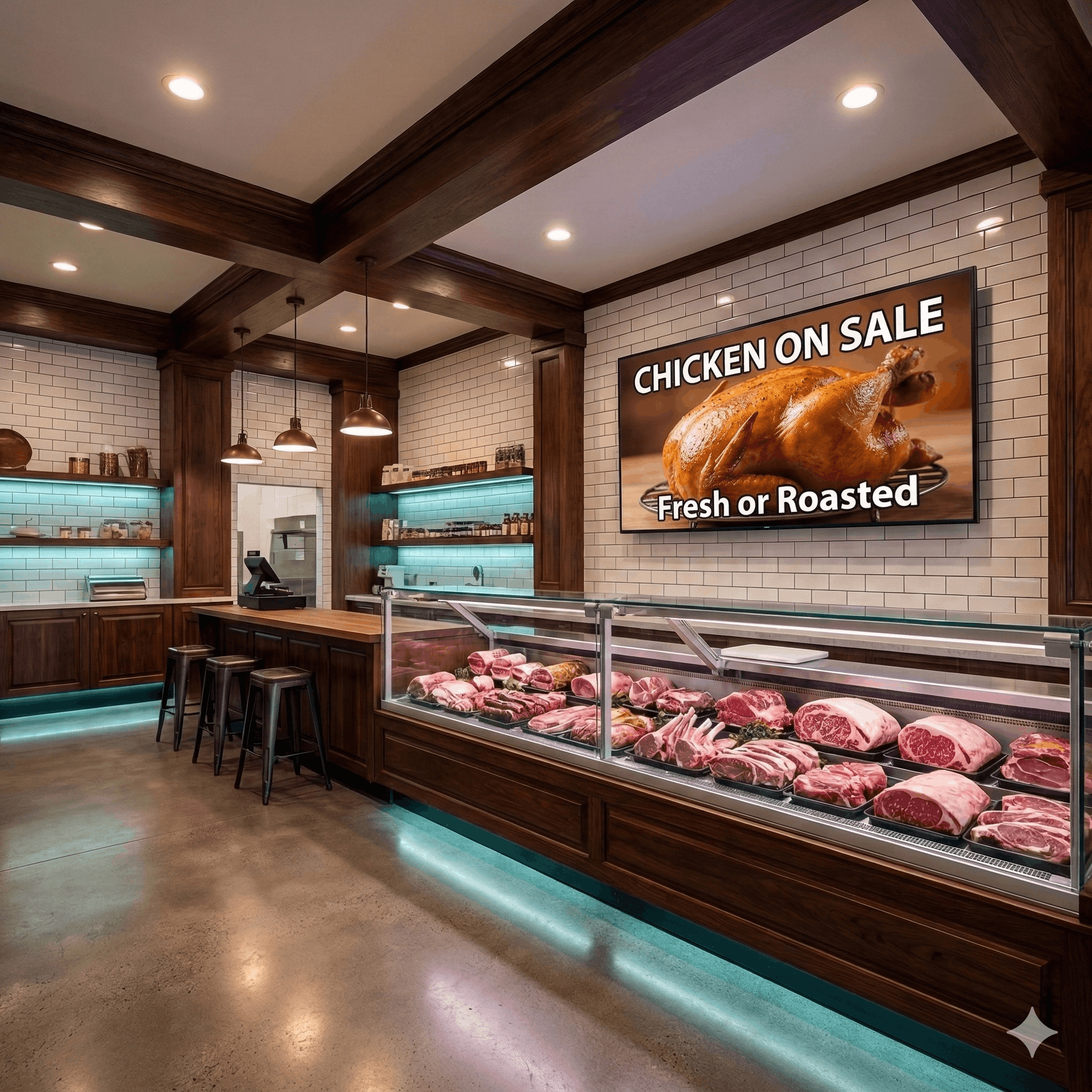 Butcher shop with digital signage