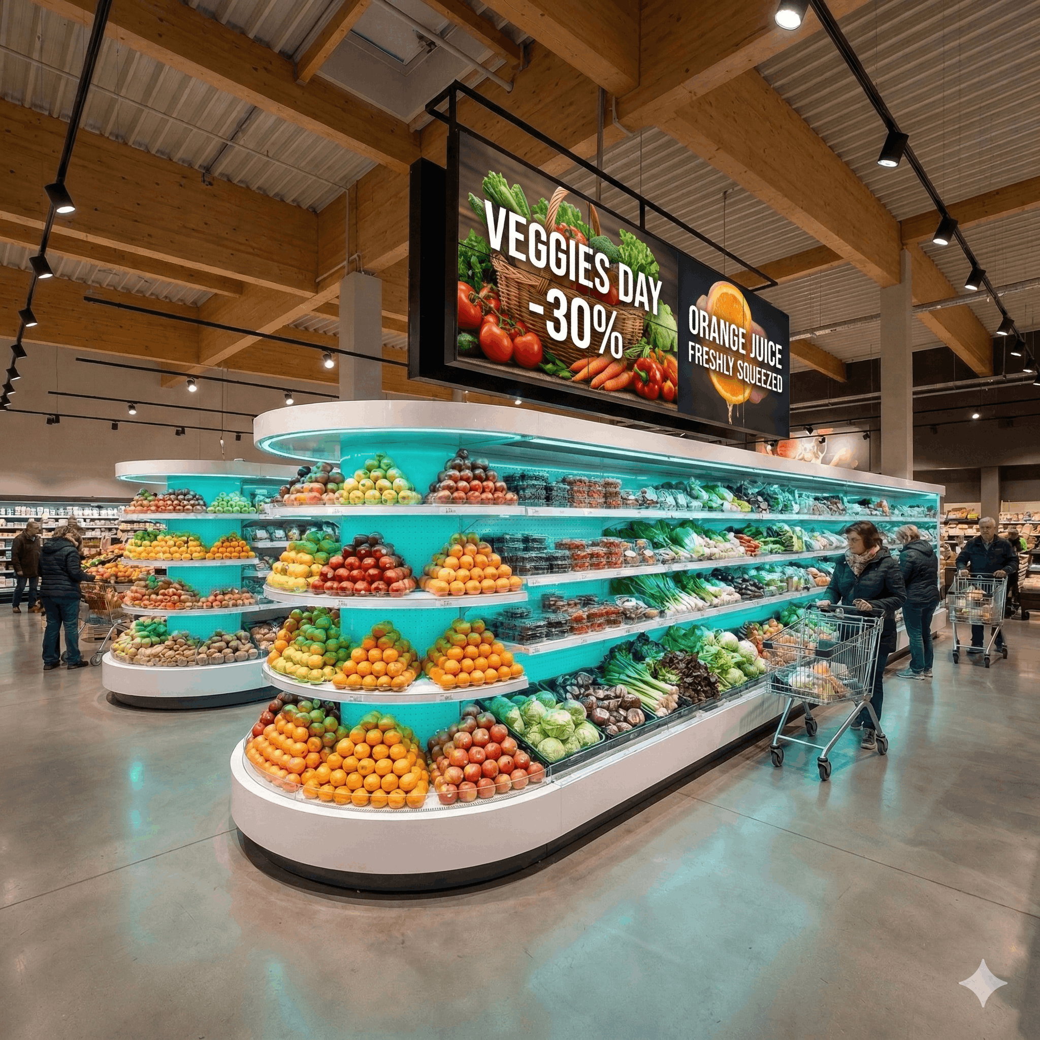 Grocery store with digital signage